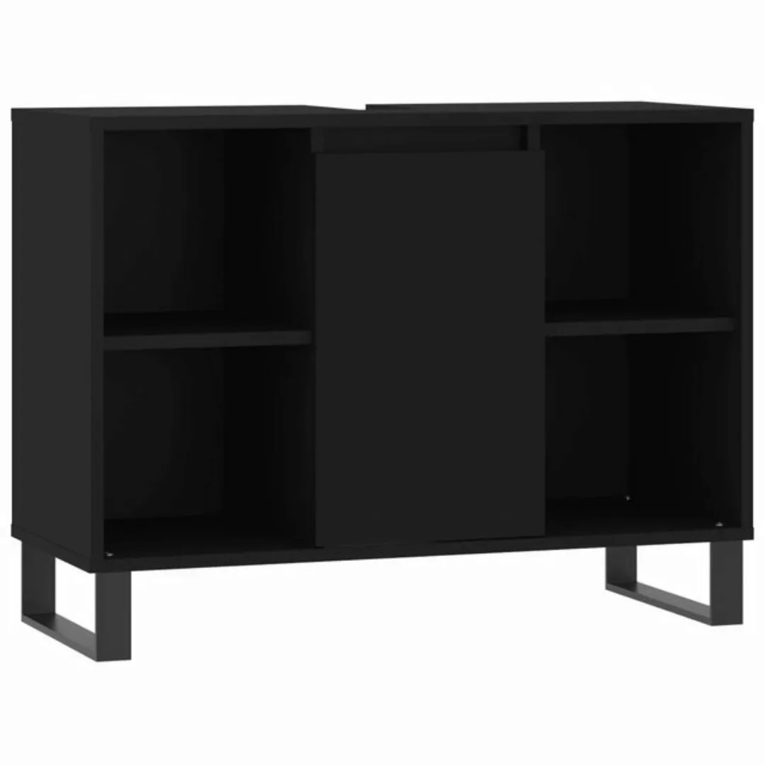 vidaXL Waschbeckenunterschrank Badschrank Schwarz 80x33x60 cm Holzwerkstoff günstig online kaufen