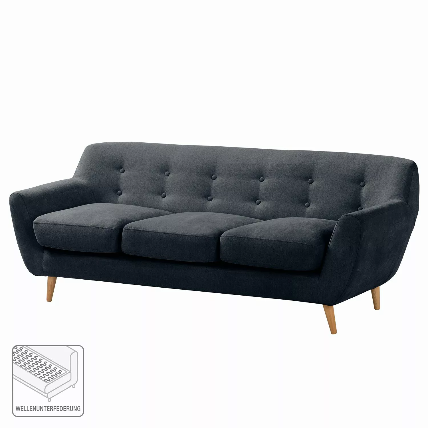 home24 Mørteens Sofa Rometta 3-Sitzer Vintage Grau Microfaser 184x77x80 cm günstig online kaufen