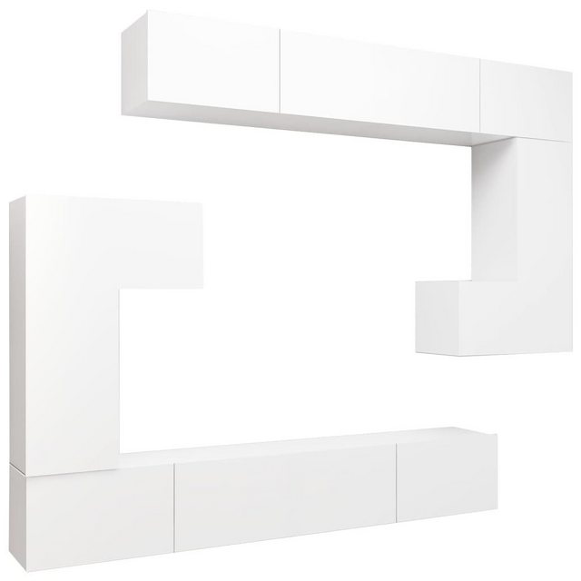 furnicato TV-Schrank 8-tlg. TV-Schrank-Set Weiß Holzwerkstoff (1-St) günstig online kaufen