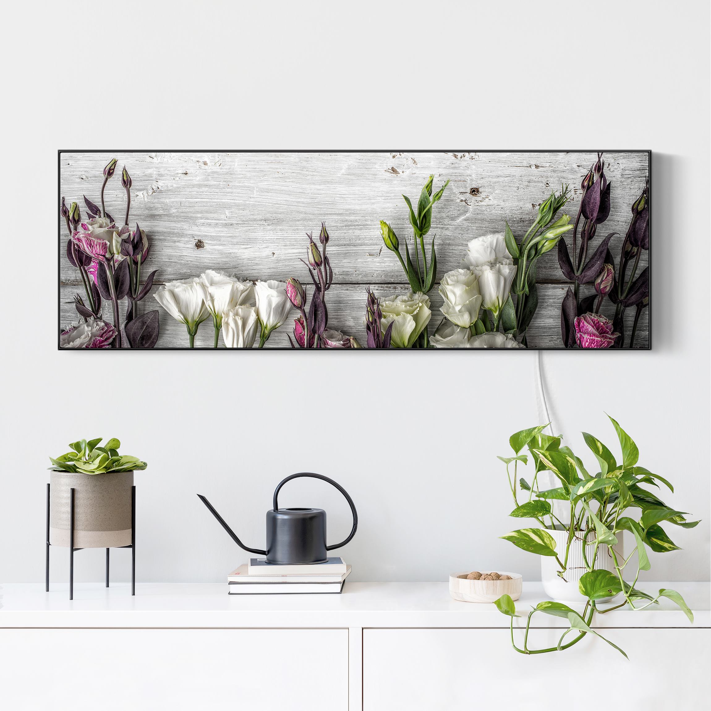 LED-Wechselbild Tulpen-Rose Shabby Holzoptik günstig online kaufen