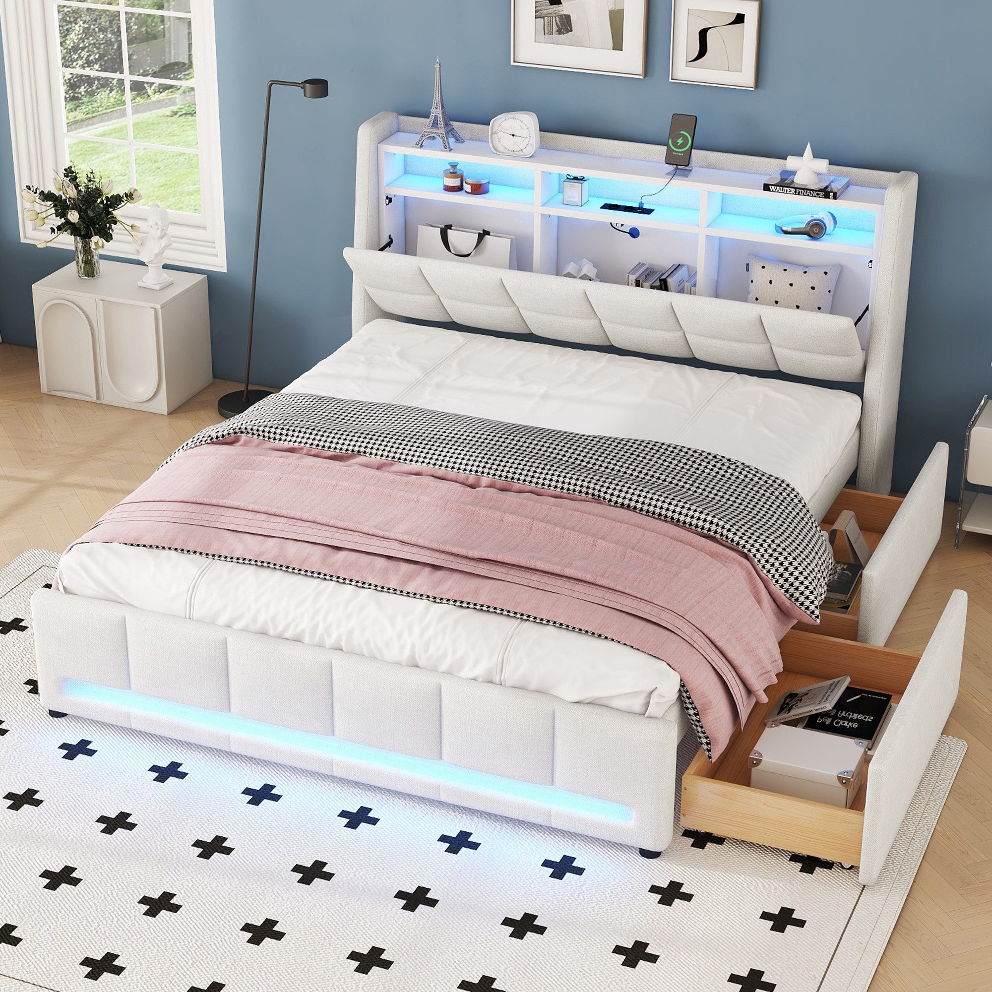 HAUSS SPOLE Polsterbett 160x200 mit LED-Licht, günstig online kaufen