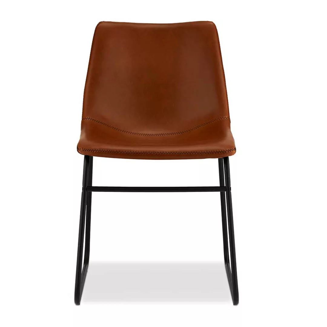 Stühle in Cognac Braun Kunstleder Metallbügeln (2er Set) günstig online kaufen
