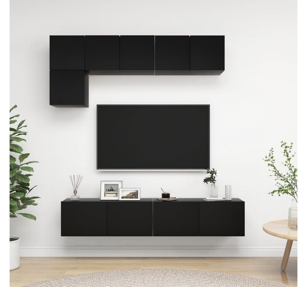 vidaXL TV-Schrank 5-tlg TV-Schrank-Set Schwarz Spanplatte günstig online kaufen