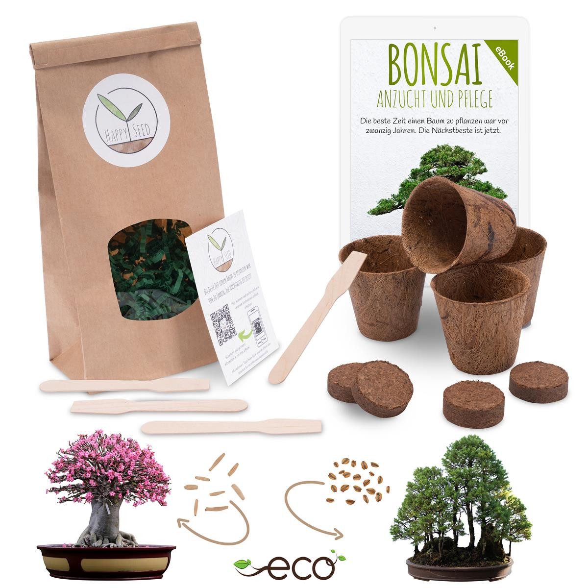 HappySeed Blumensamen Bonsai Anzuchtset inkl. eBook günstig online kaufen