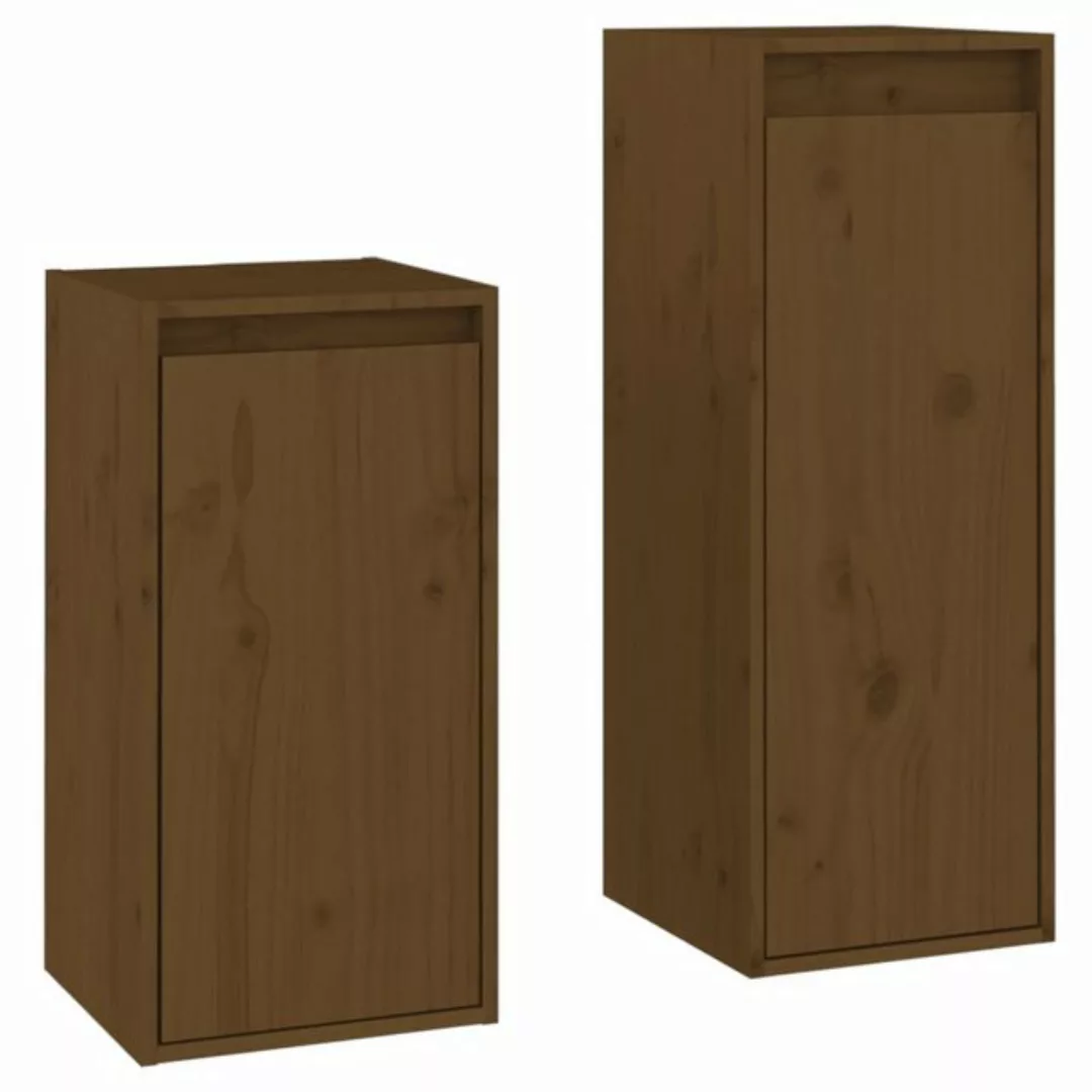 vidaXL TV-Schrank TV-Schränke 2 Stk Honigbraun Massivholz Kiefer Lowboard L günstig online kaufen