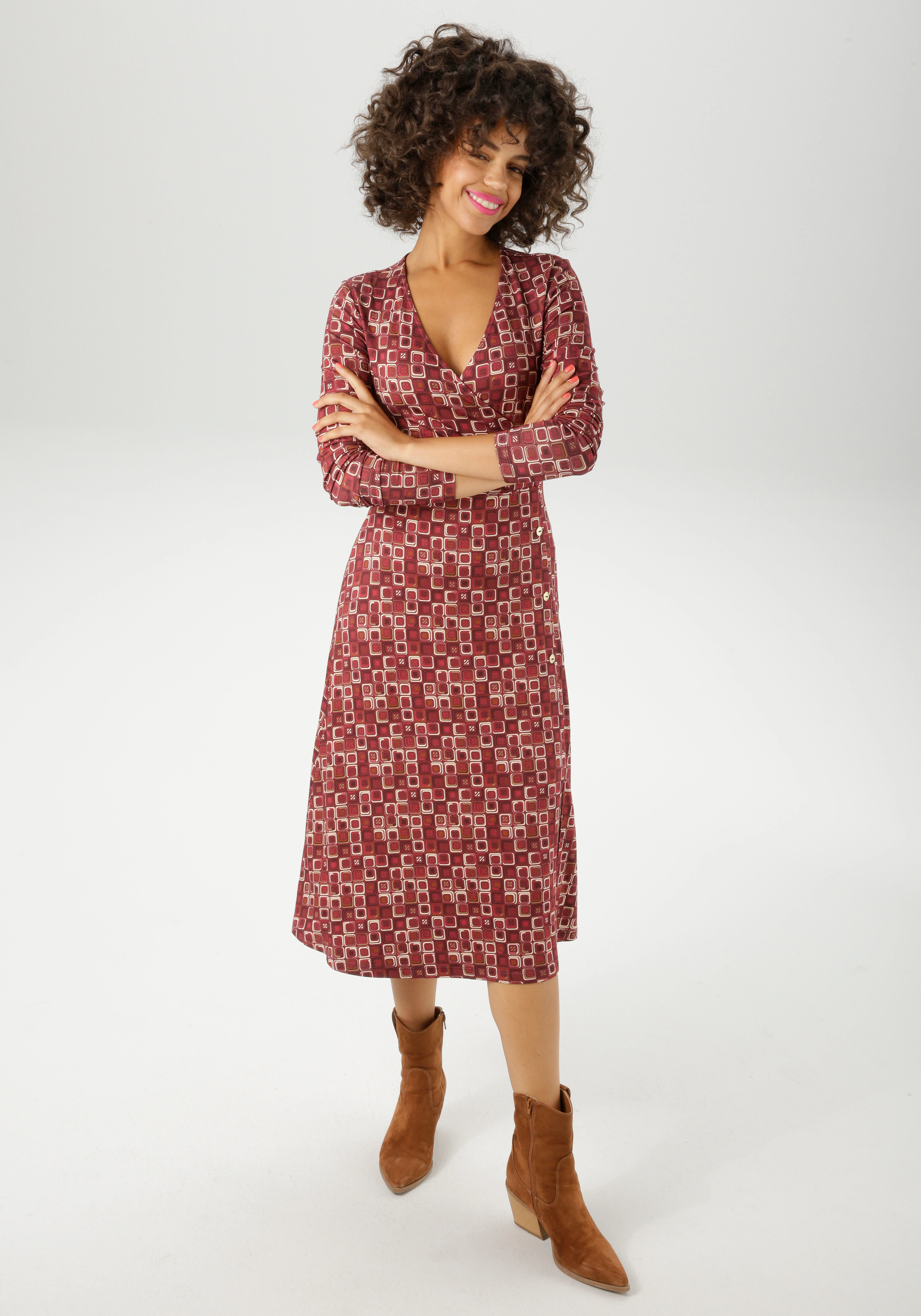 Aniston CASUAL Jerseykleid, mit farbharmonischem Retro-Muster - NEUE KOLLEK günstig online kaufen