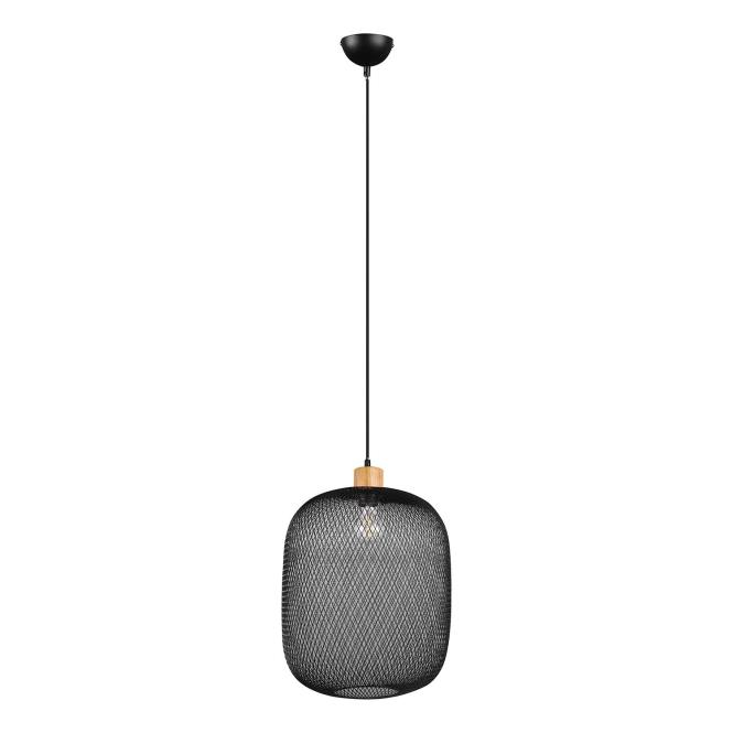 Pendelleuchte 1xE27 Ø 33 cm  1 Stück Metall / Holz Schwarz günstig online kaufen