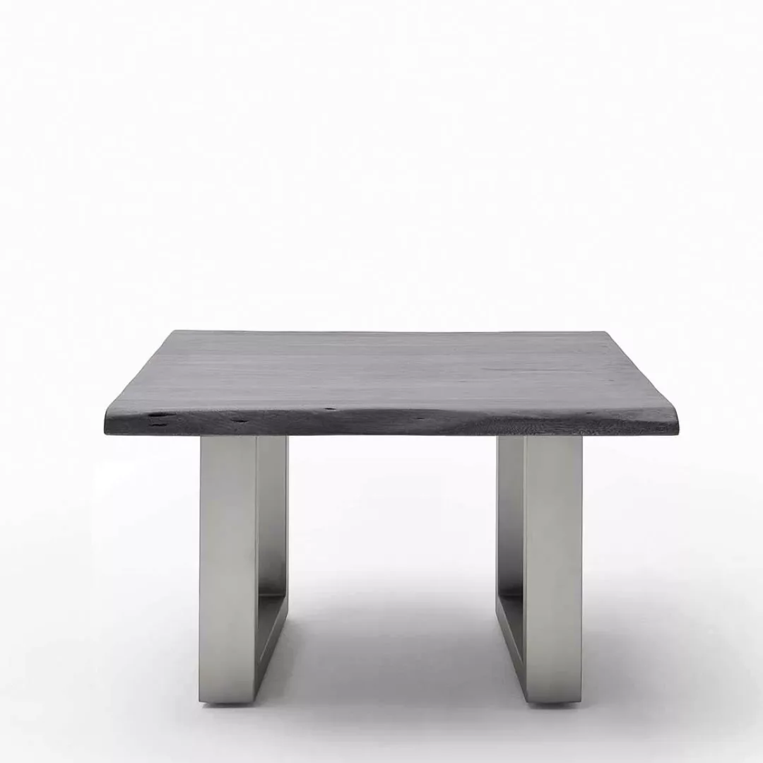 Sofa Tisch aus Akazie Massivholz grau Baumkante günstig online kaufen