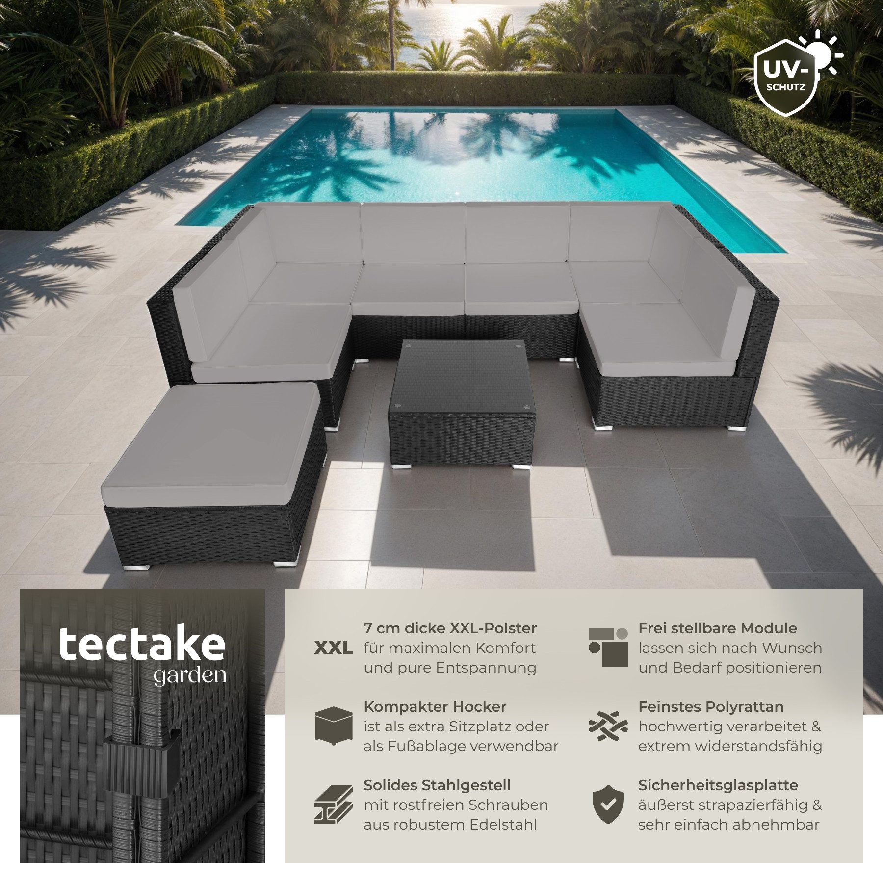 tectake Loungeset Rattan Lounge, (Set., 8-tlg), günstig online kaufen