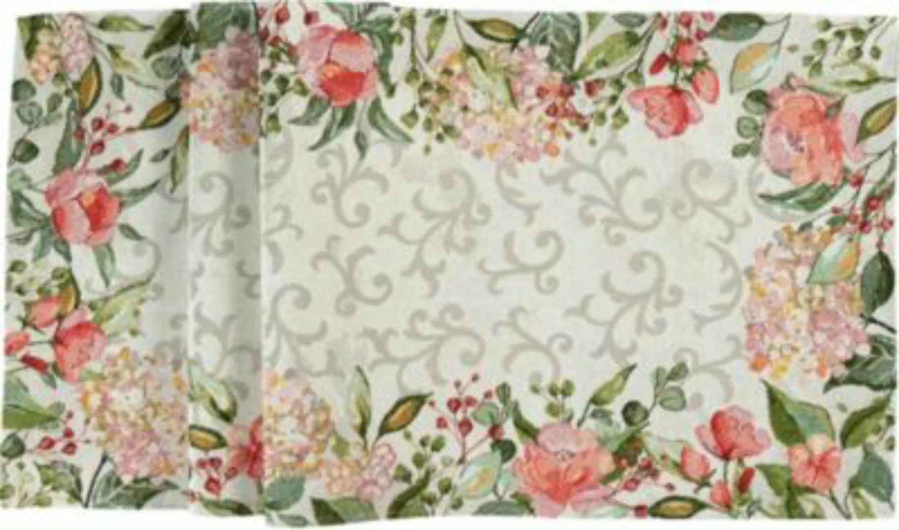 Sander Tischläufer Gobelin Love Flowers grün/rosa Gr. 49 x 143 günstig online kaufen