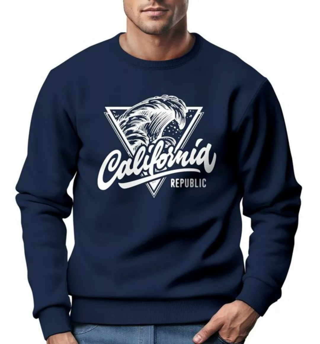 Neverless Sweatshirt Sweatshirt Herren California Republic Surfer Print Wel günstig online kaufen