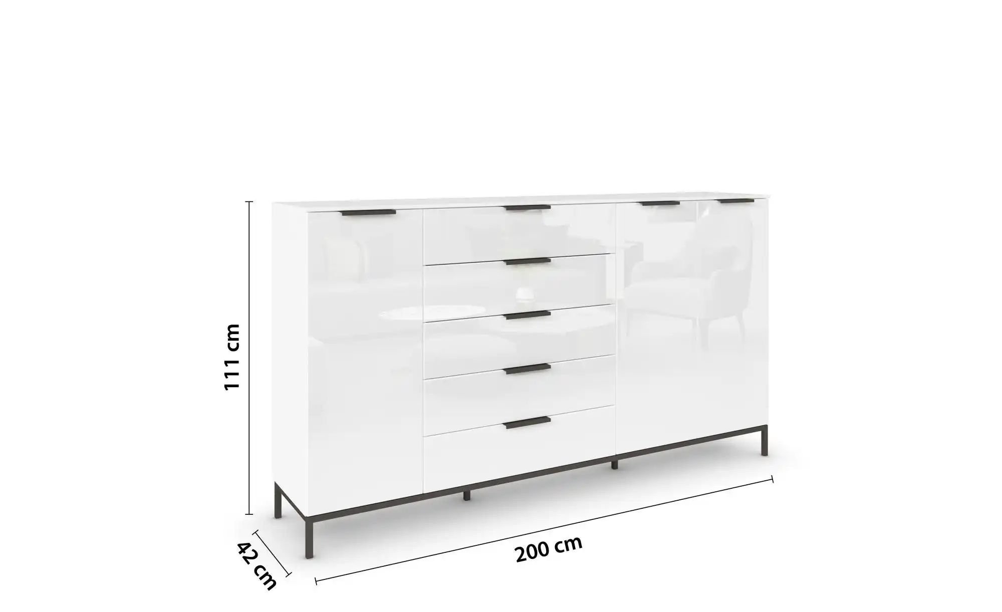 Highboard  Frome ¦ weiß ¦ Maße (cm): B: 199 H: 111 Kommoden & Sideboards > günstig online kaufen