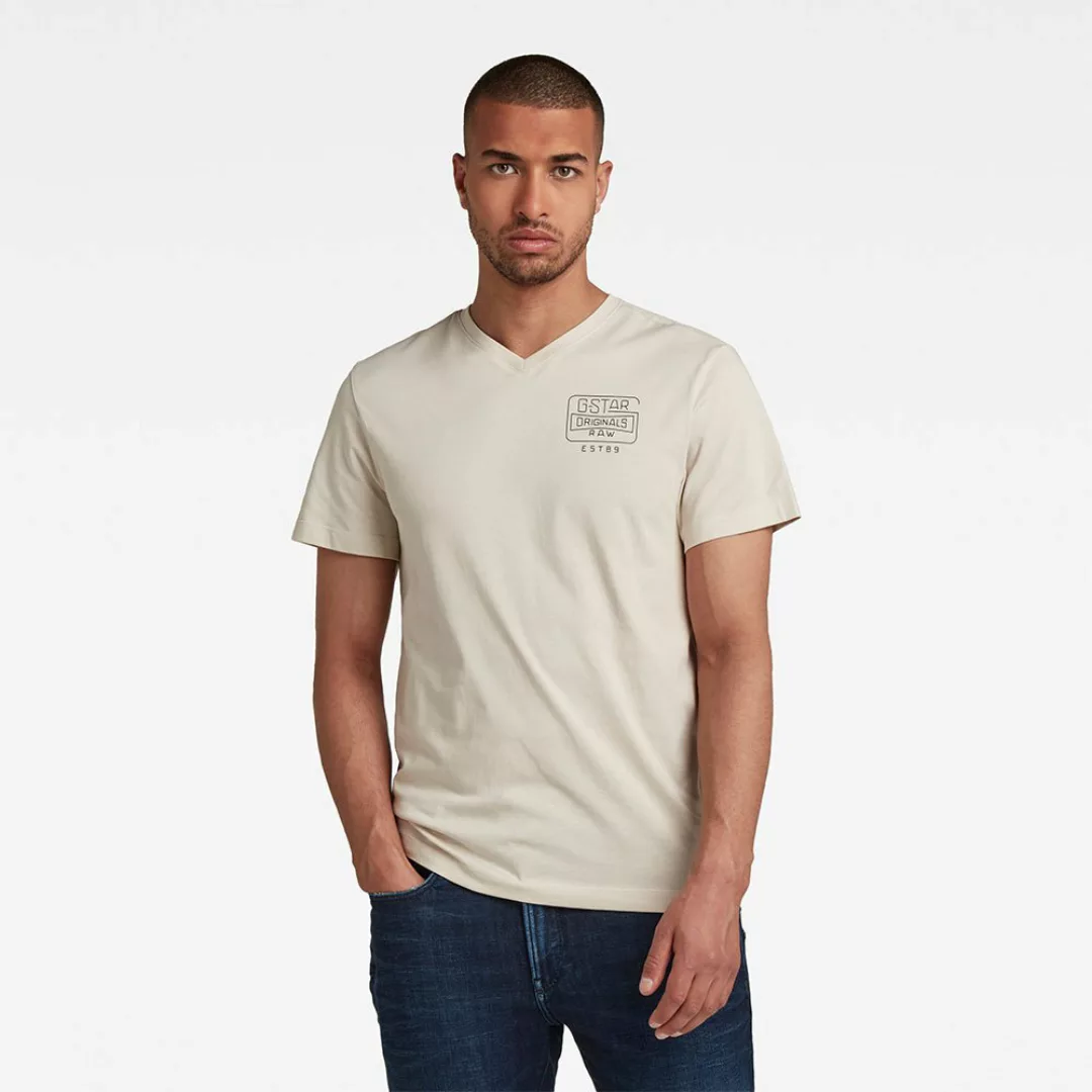 G-star Back Logo Slim Kurzarm V-ausschnitt T-shirt 2XL Whitebait günstig online kaufen