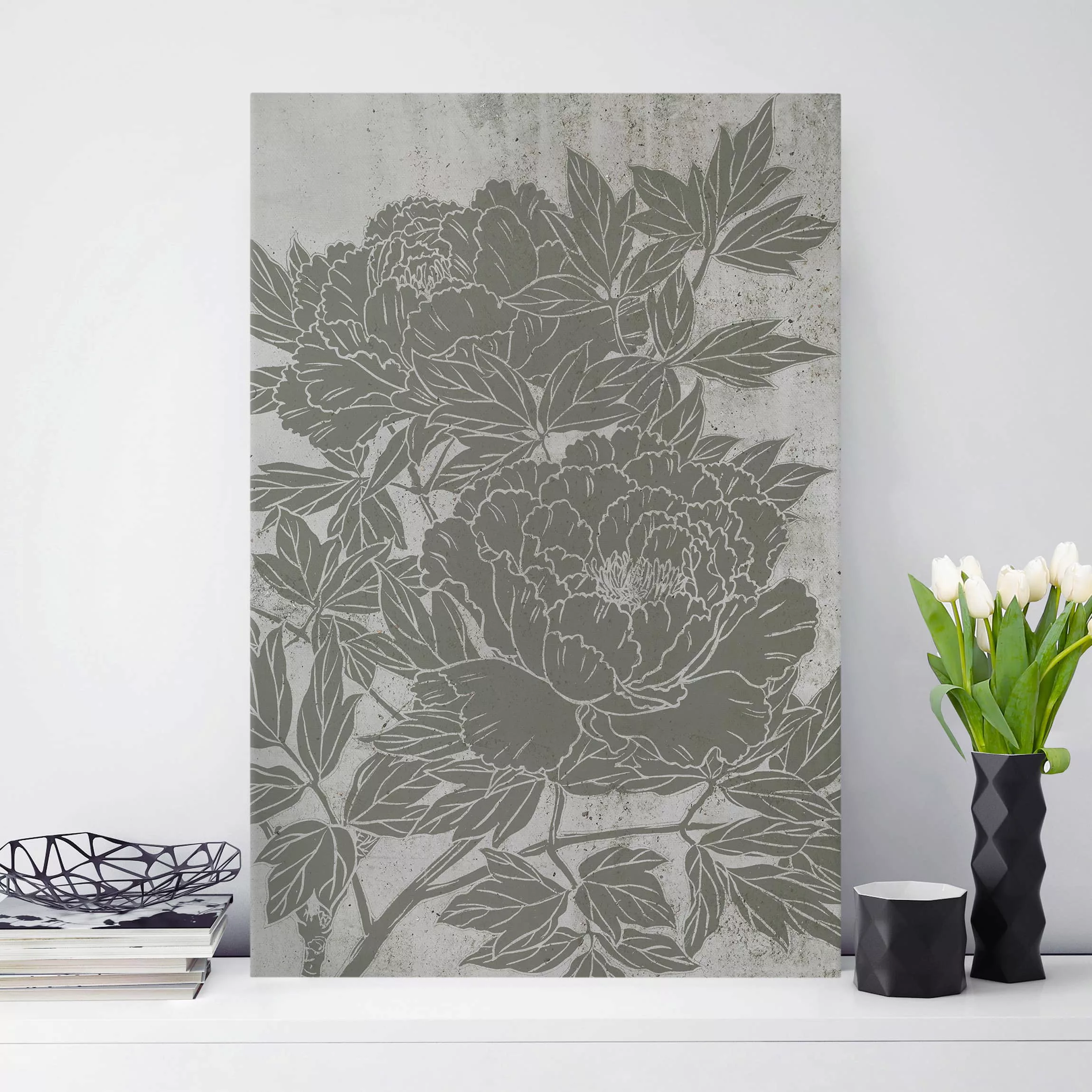 Leinwandbild Blumen - Hochformat Blühende Pfingstrose I günstig online kaufen