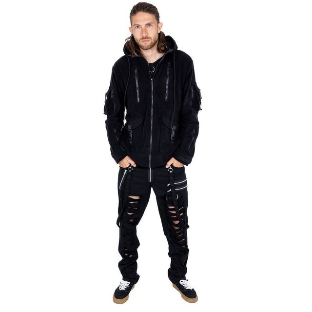 Chemical Black Blouson Troy Fleecjacke Gothic Flauschig Zip Taschen Hoodie günstig online kaufen