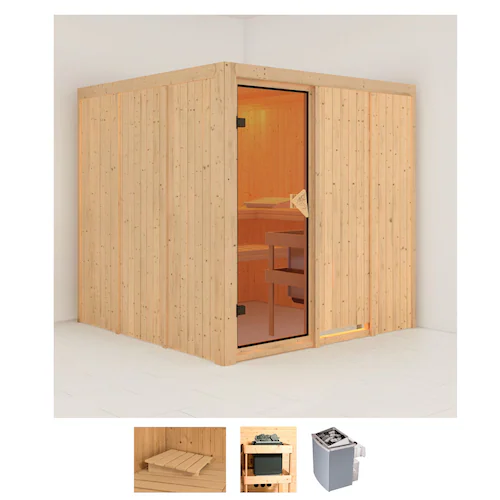Karibu Sauna »Romina«, (Set), 8-kW-Ofen mit integrierter Steuerung günstig online kaufen