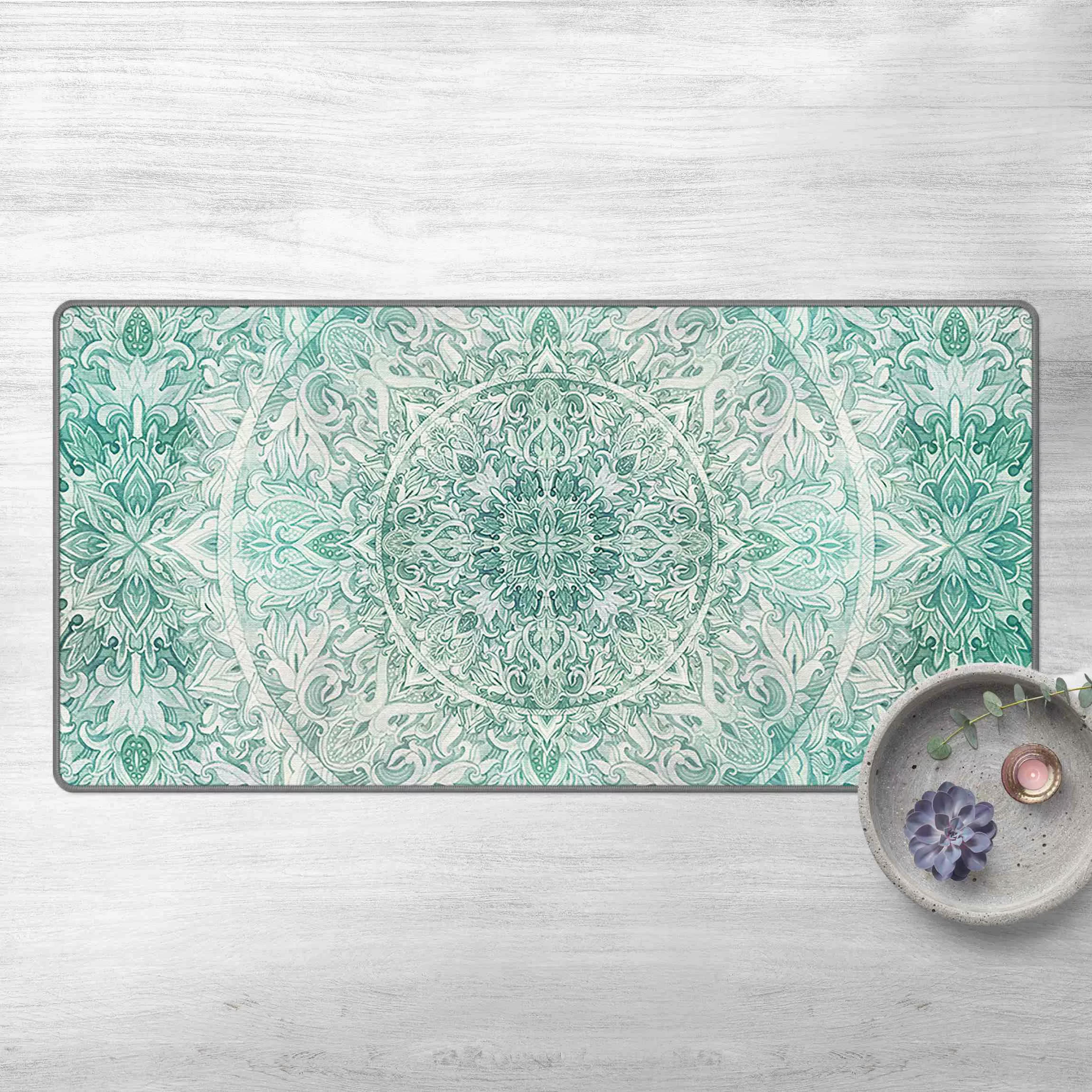 Teppich Mandala Aquarell Ornament Muster türkis günstig online kaufen