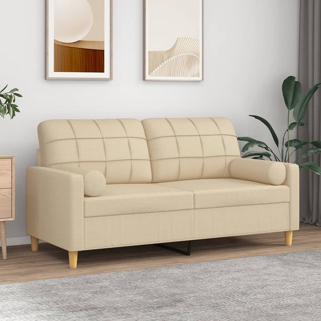 vidaXL Sofa 2-Sitzer-Sofa mit Zierkissen Creme 140 cm Stoff günstig online kaufen