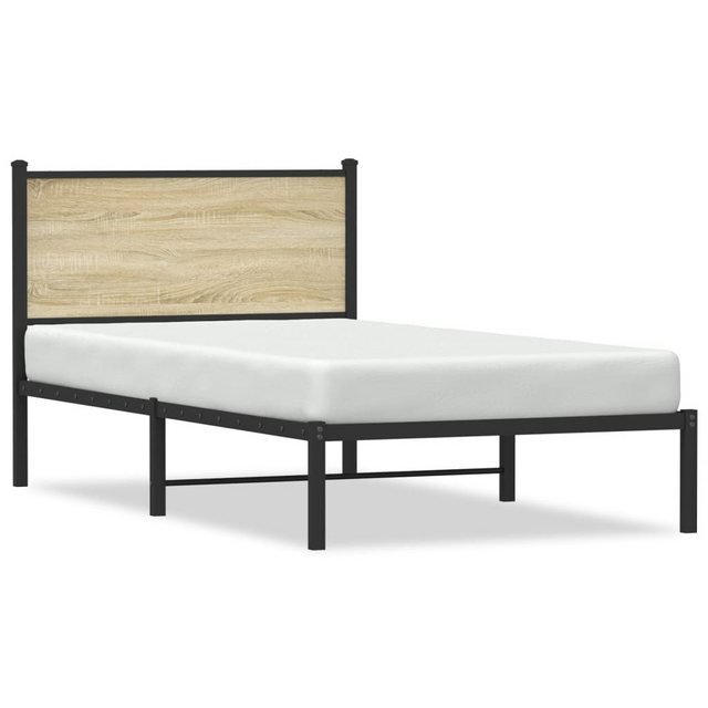 vidaXL Bett, Metallbett ohne Matratze Sonoma-Eiche 100x190 cm günstig online kaufen