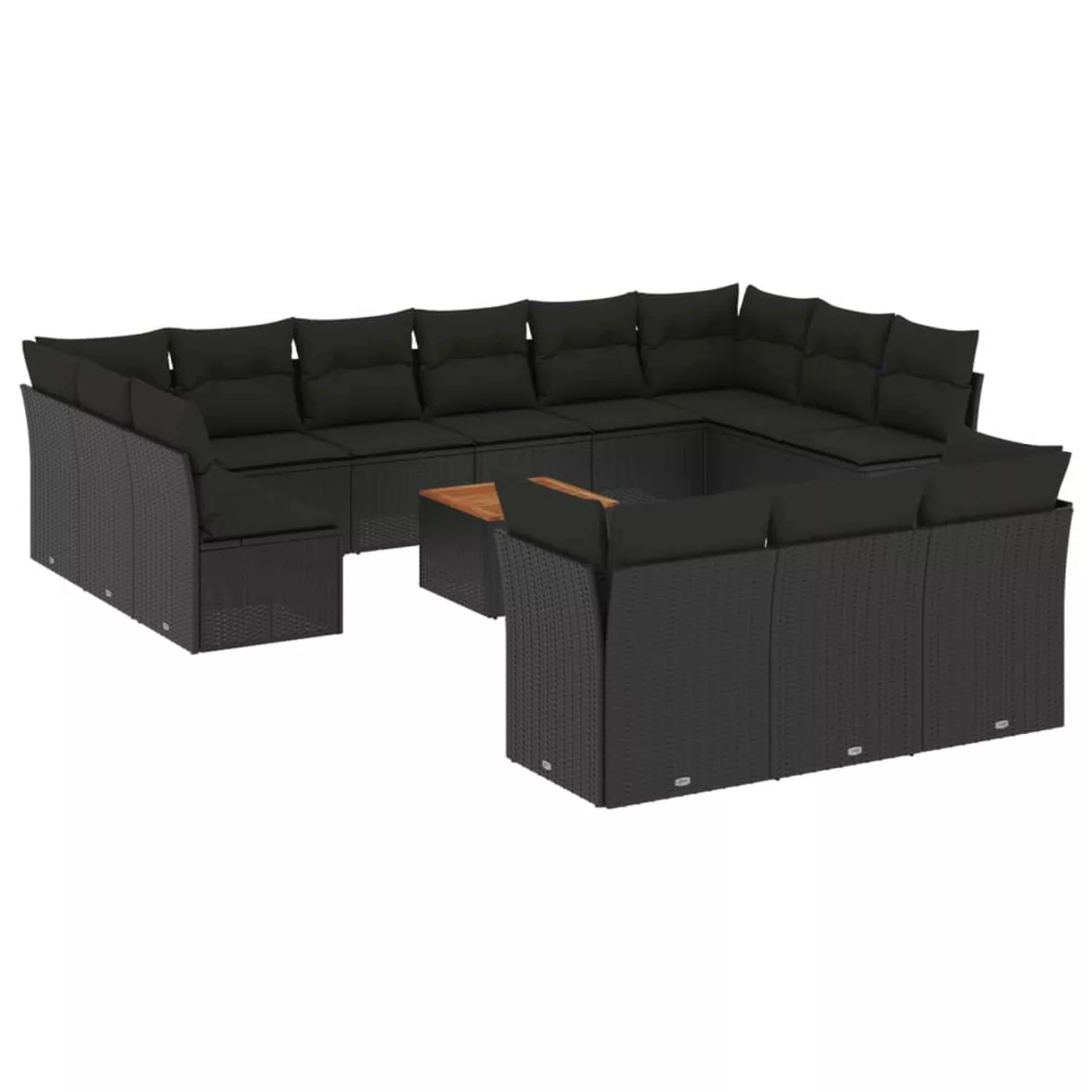 vidaXL 14-tlg Garten-Sofagarnitur mit Kissen Schwarz Poly Rattan Modell 11 günstig online kaufen