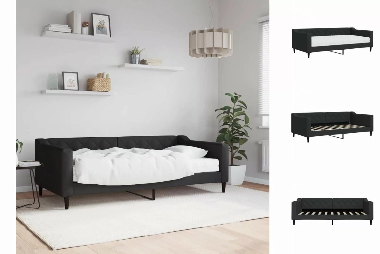 vidaXL Gästebett Gästebett Tagesbett mit Matratze Schwarz 90x190 cm Stoff B günstig online kaufen