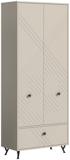 xonox.home Garderobenschrank in Sandbeige Matt - 80x190x35cm (BxHxT) günstig online kaufen