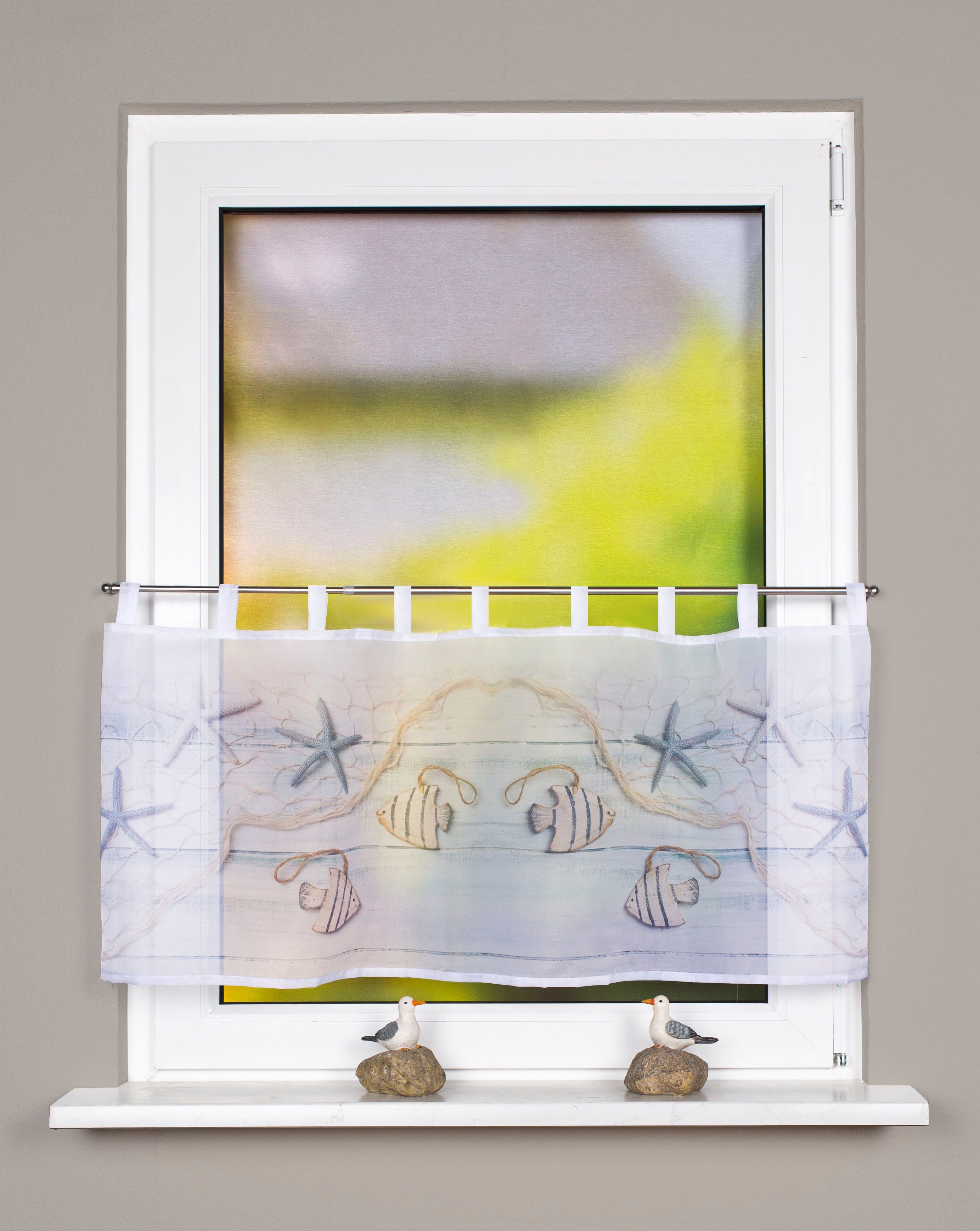 HOME Wohnideen Schlaufen Panneaux   ¦ blau ¦ Maße (cm): B: 140 H: 45 Gardin günstig online kaufen