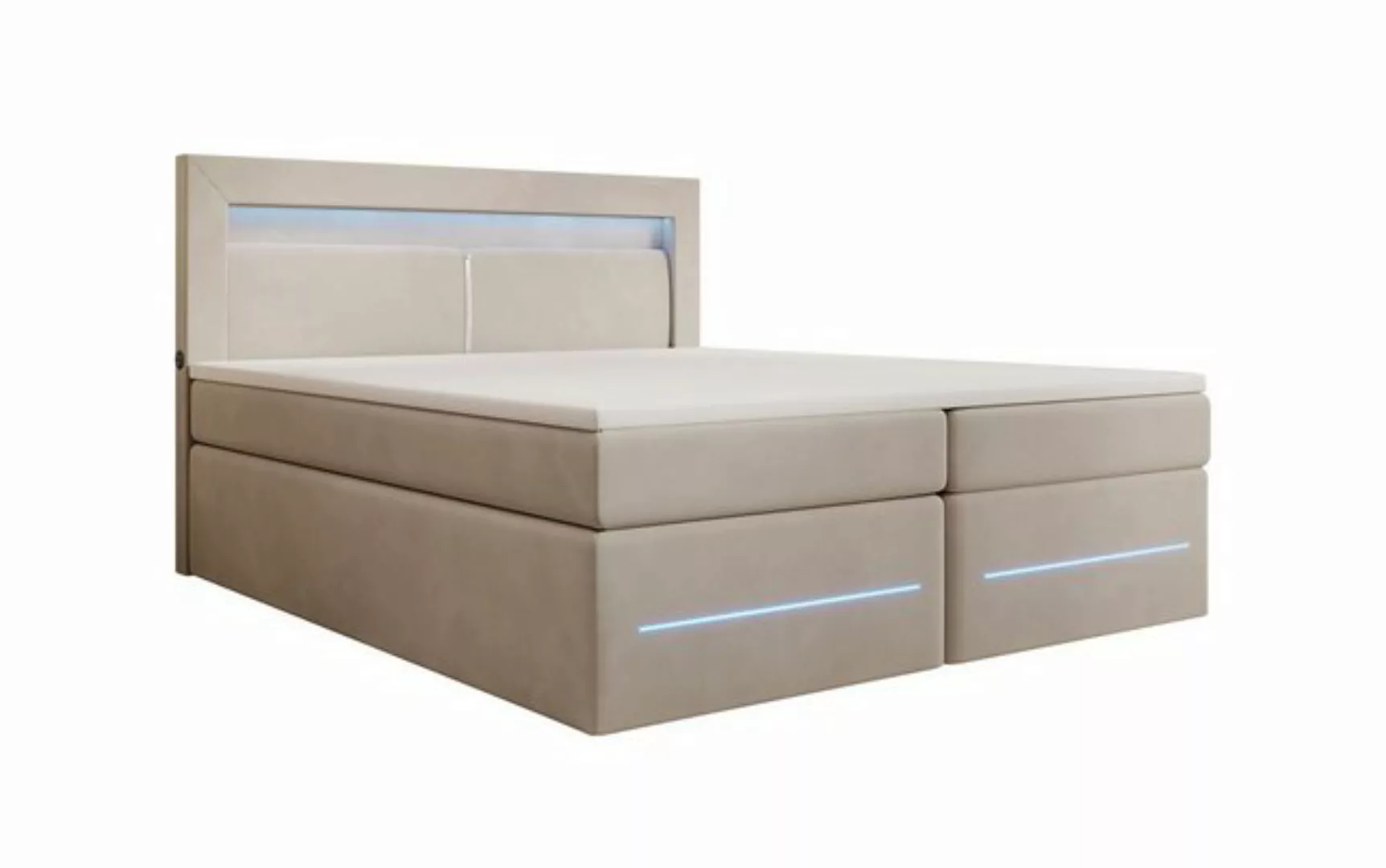 Luxusbetten24 Boxspringbett Minera, mit LED, USB und Stauraum günstig online kaufen