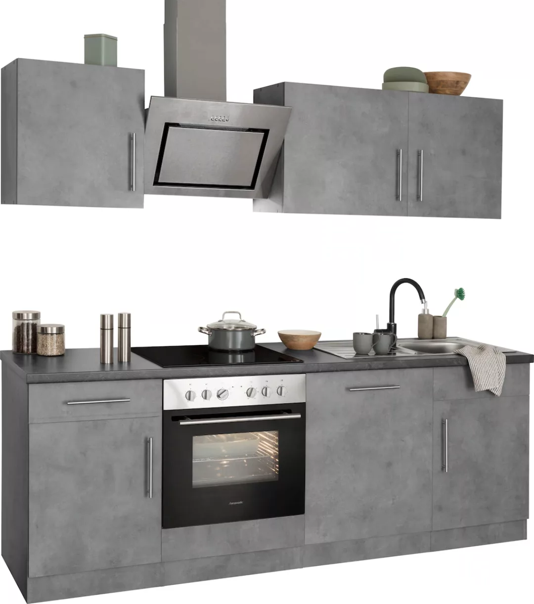 wiho Küchen Küchenzeile "Cali", mit E-Geräten, Breite 220 cm mit Hanseatic günstig online kaufen