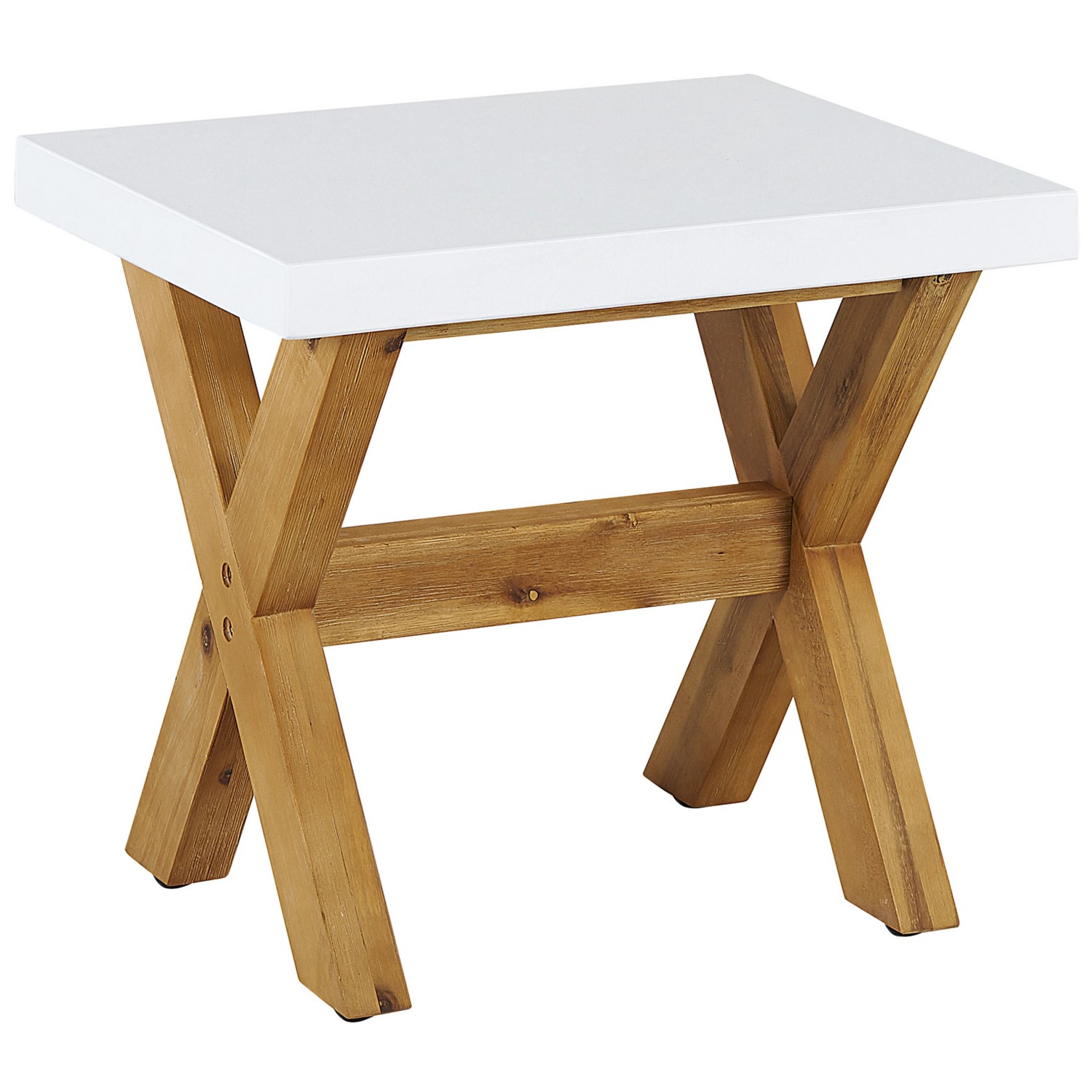 Beliani Gartenstuhl Weiss Heller Holzfarbton 40x51x45 günstig online kaufen