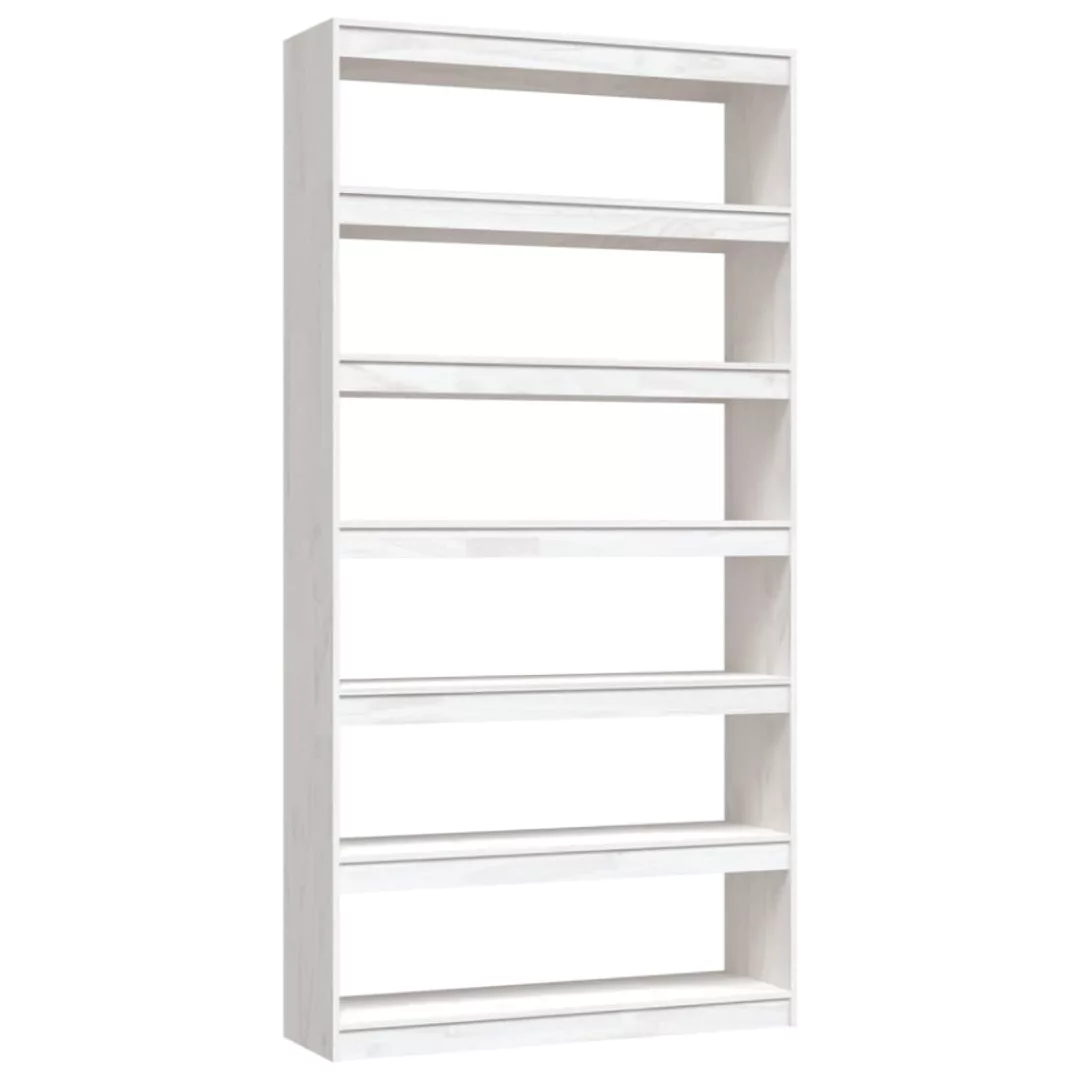 Bücherregal/raumteiler Weiß 100x30x200 Cm Kiefer Massivholz günstig online kaufen
