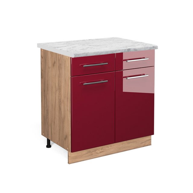 Vicco Unterschrank Fame-Line, Bordeaux Hochglanz/Goldkraft Eiche, 80 cm, AP günstig online kaufen