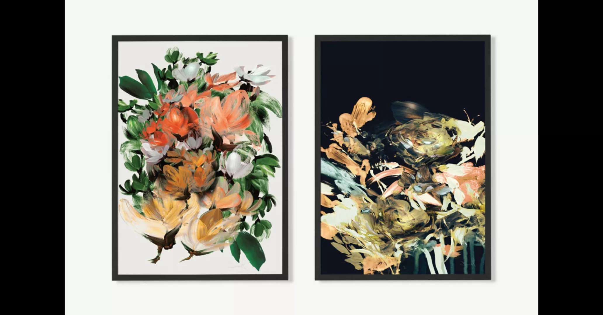 2 x Dan Hobday 'Rich Florals' gerahmte Kunstdrucke (weitere Groessen verfue günstig online kaufen