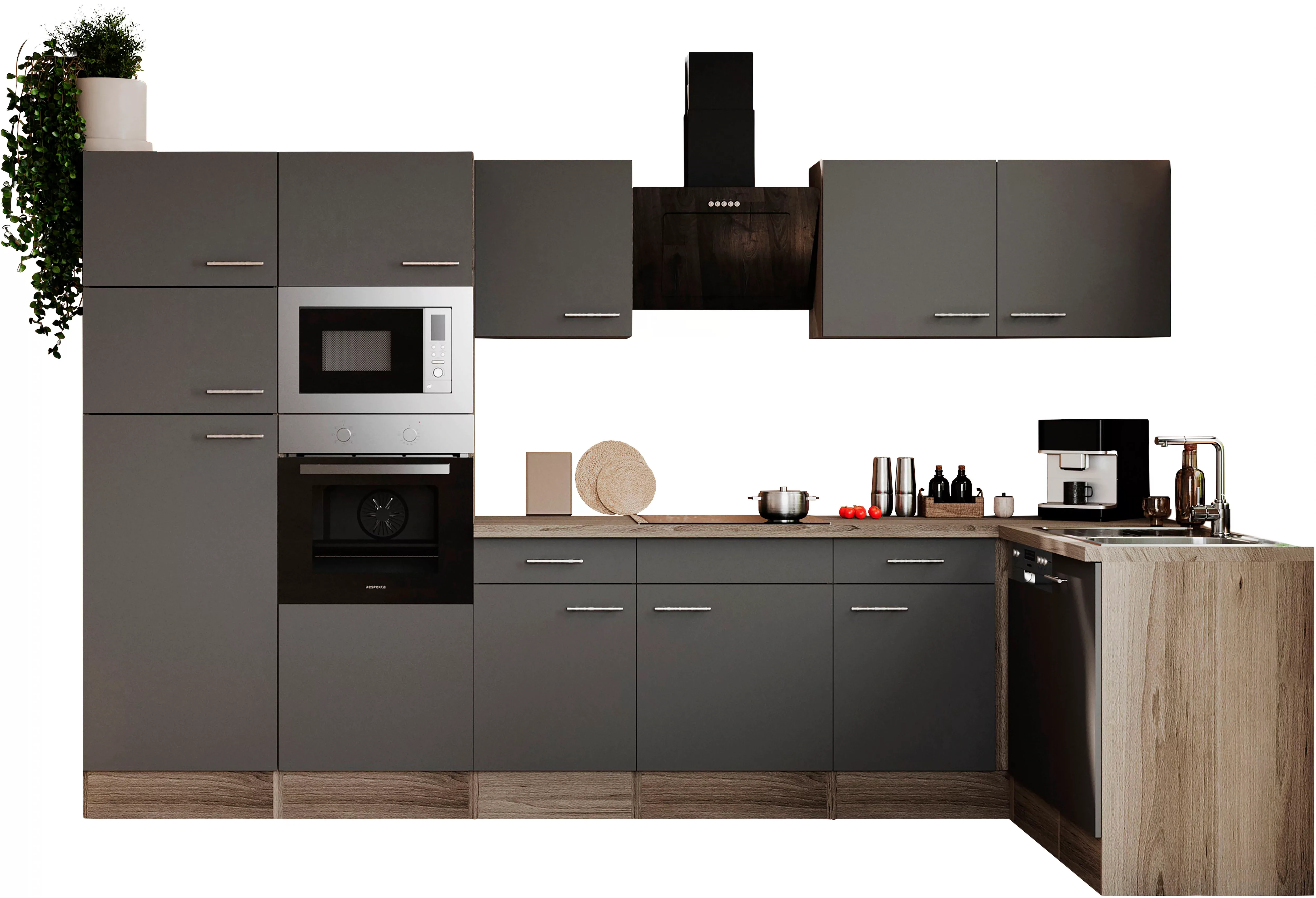 RESPEKTA Küchenzeile "Oliver", Breite 340 cm, wechselseitig aufbaubar günstig online kaufen
