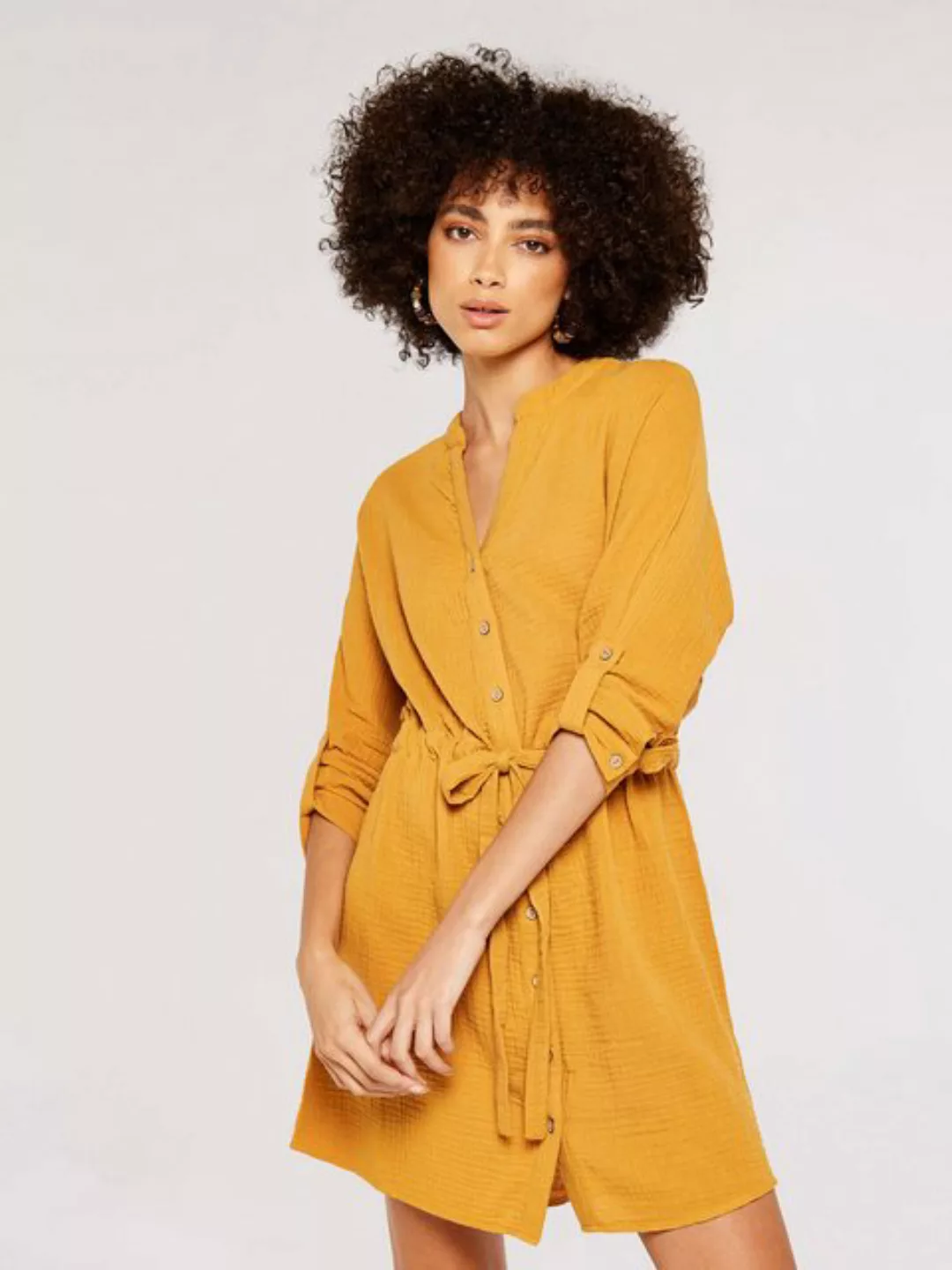 Apricot Sommerkleid in unifarben, mit Tunnelzug günstig online kaufen