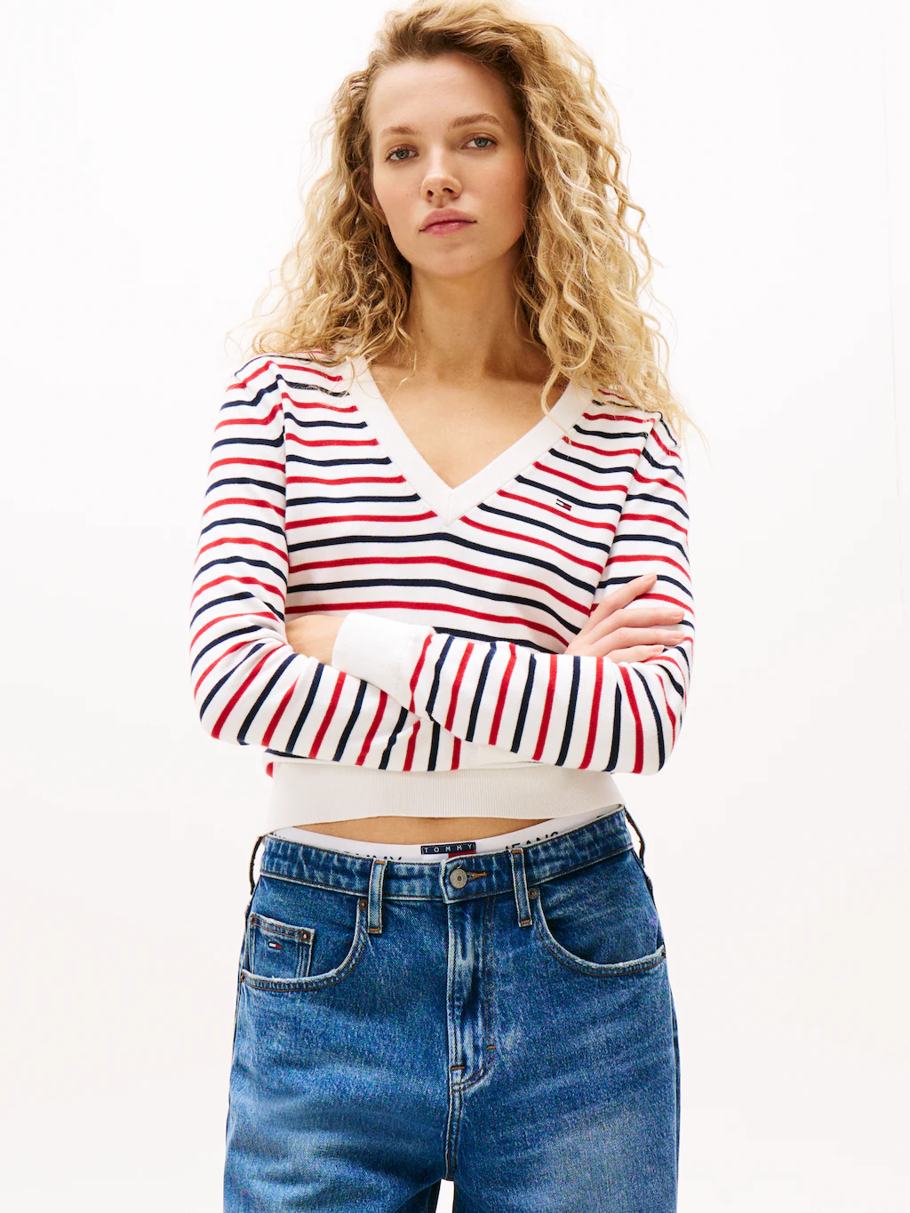 Tommy Jeans V-Ausschnitt-Pullover "TJW ESSENTIAL VNECK SWEATER EXT", mit Lo günstig online kaufen