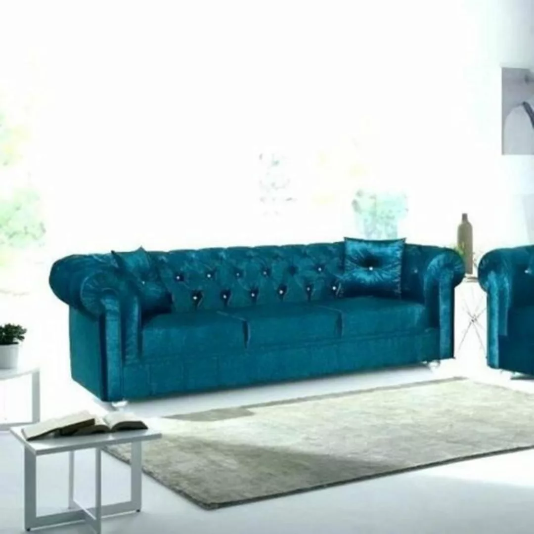 JVmoebel 3-Sitzer Design Sofa 3 Sitzer Chesterfield Stoff Couch Polster Sof günstig online kaufen