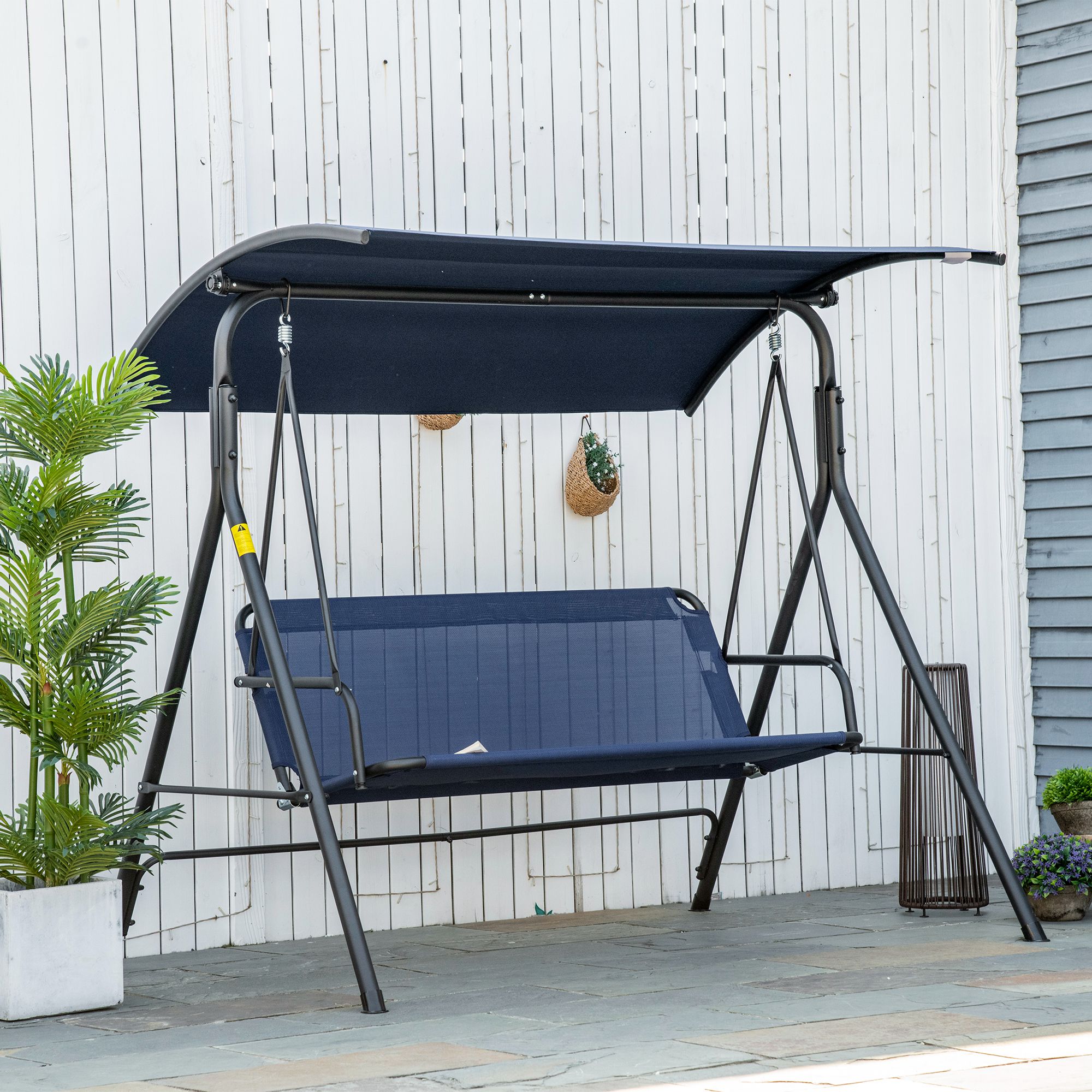 Outsunny Garten-Dreisitzer mit Verstellbarem Sonnenschutz, Outdoor-Schaukel günstig online kaufen