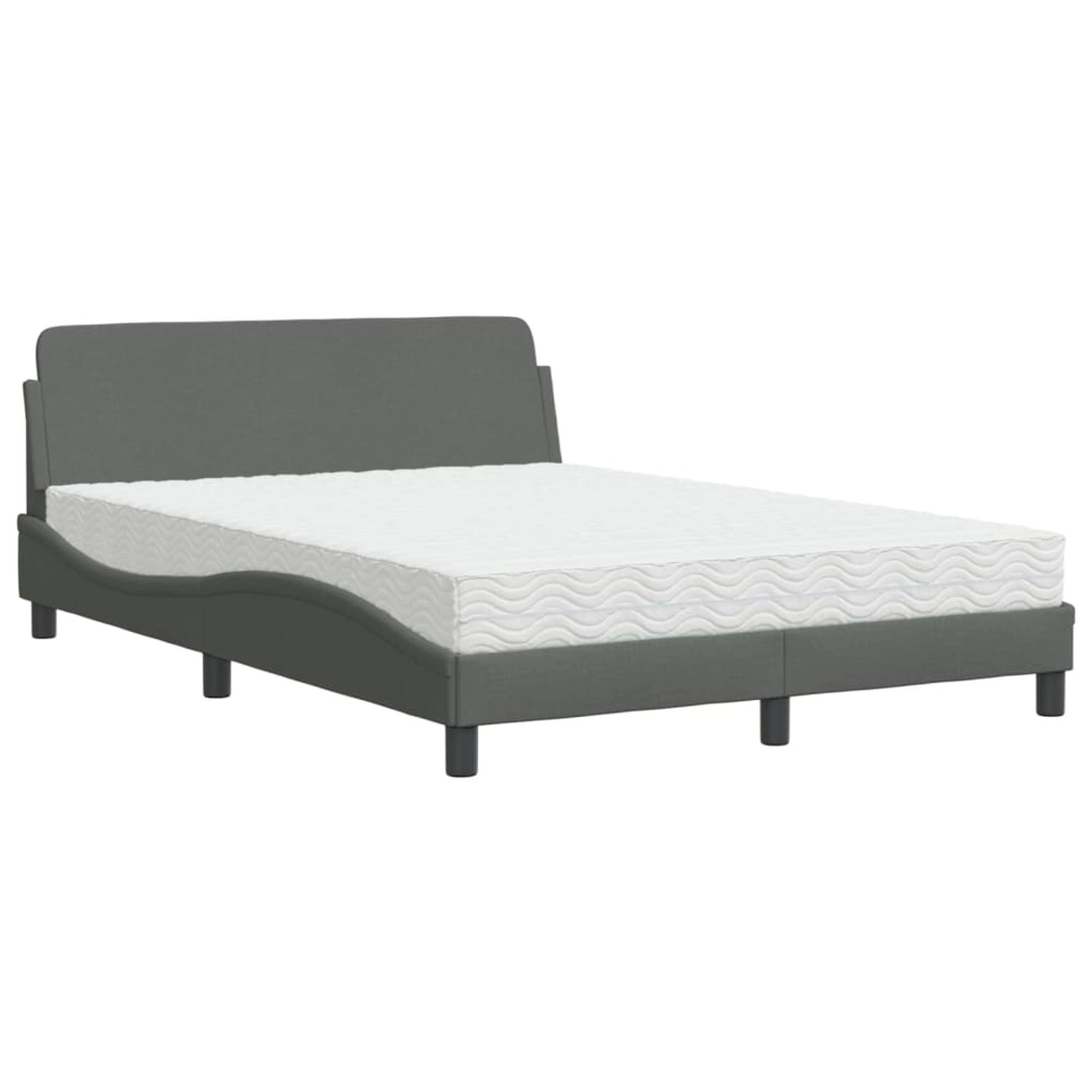 vidaXL Bettgestell Bett mit Matratze Dunkelgrau 120x200 cm Stoff Bett Bettg günstig online kaufen