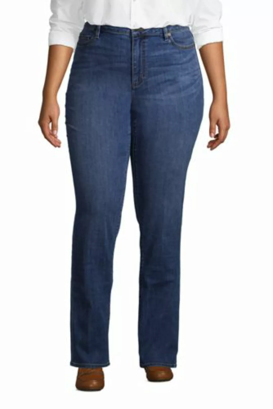 Straight Fit Öko Jeans Mid Waist in großen Größen, Damen, Größe: 50 32 Plus günstig online kaufen