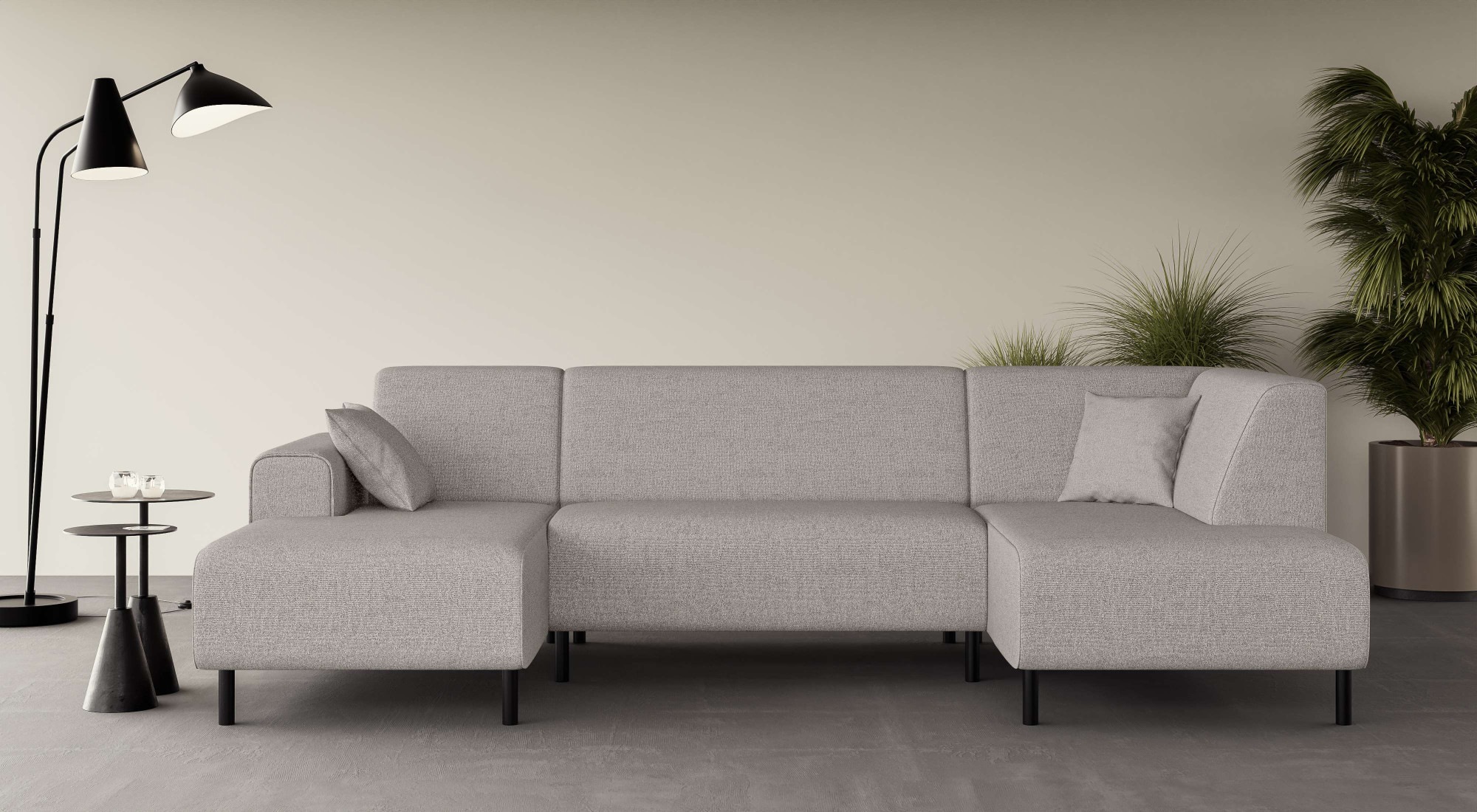 Home affaire Wohnlandschaft "ARROS U-Form mit Wellenunterfederung, Maße B/T günstig online kaufen