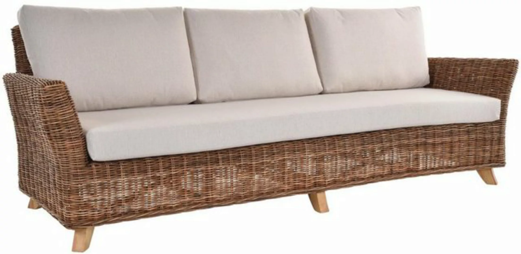 Krines Home Big-Sofa Dreisitzer Wintergarten Sofa Valencia Natur Rattan Rat günstig online kaufen