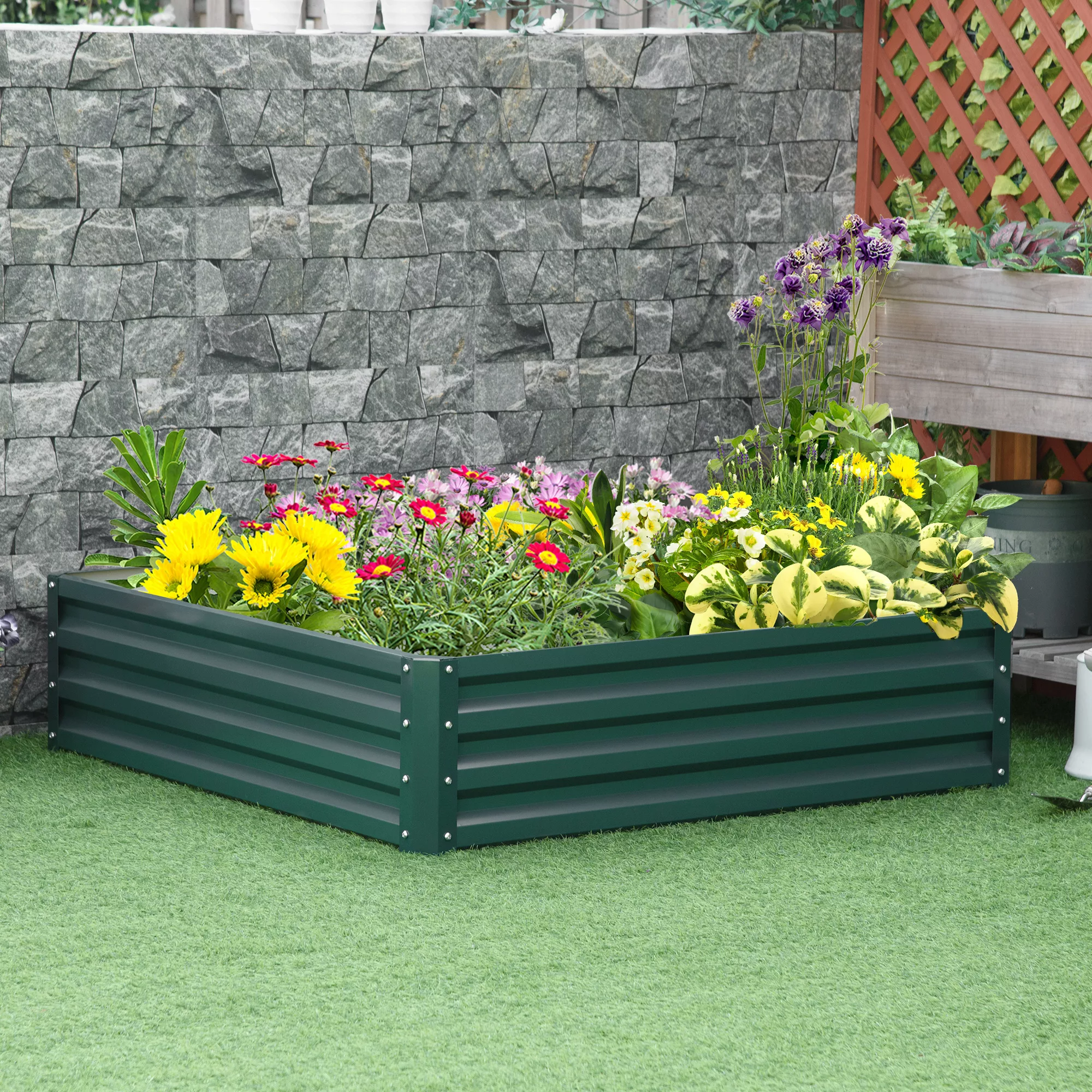 Outsunny Hochbeet aus Stahl Blumenkasten 120x120x30cm für Garten Terrasse B günstig online kaufen