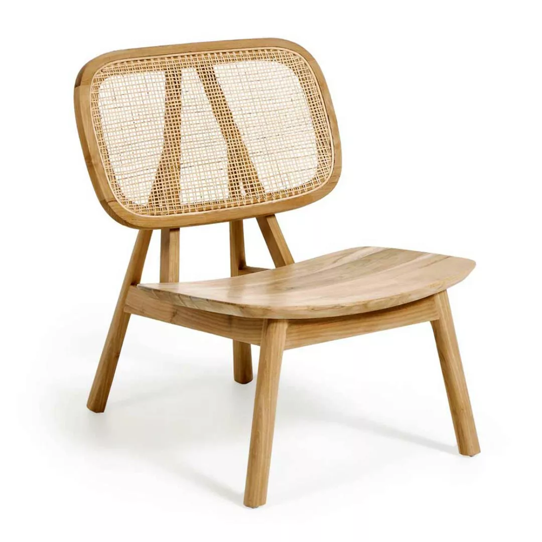 Lounge Sessel im Skandi Design Teak Massivholz & Rattan günstig online kaufen