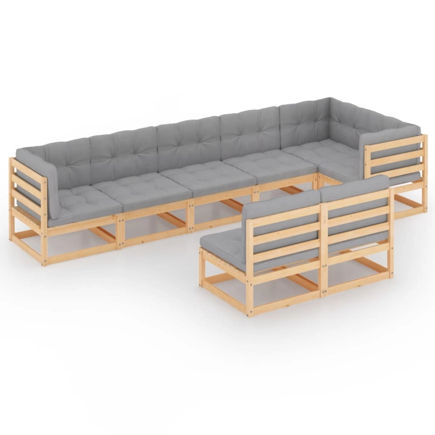 8-tlg. Garten-lounge-set Mit Kissen Kiefer Massivholz günstig online kaufen