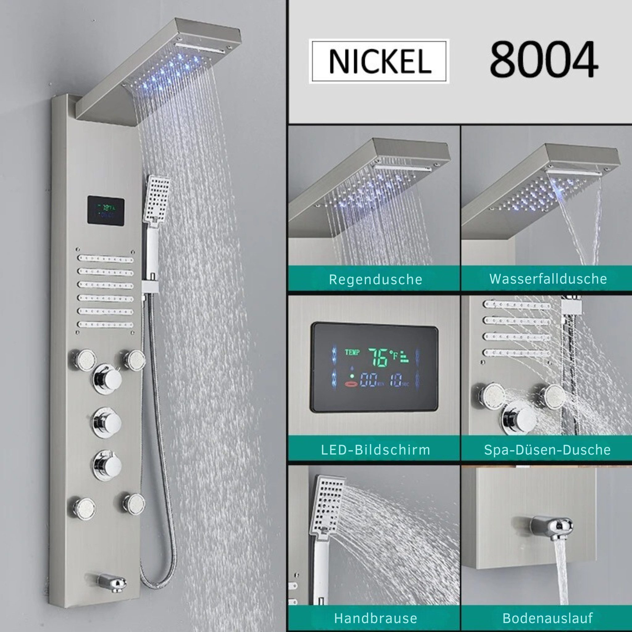 LuxaSteel Duscharmatur Regendusche, Duscharmatur Regendusche, Massage günstig online kaufen