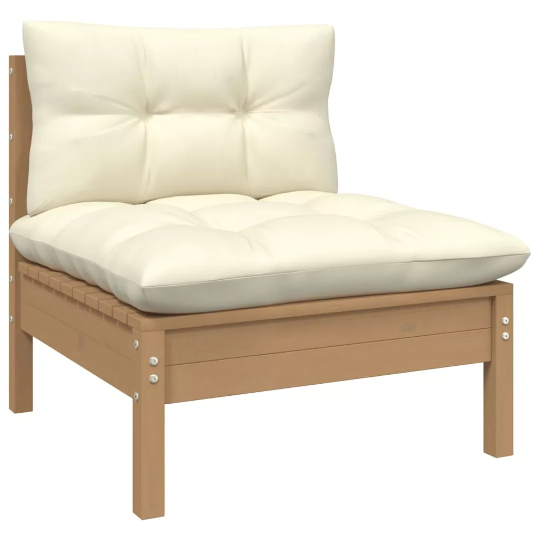 2-sitzer-gartensofa Mit Kissen Creme Massivholz Kiefer günstig online kaufen