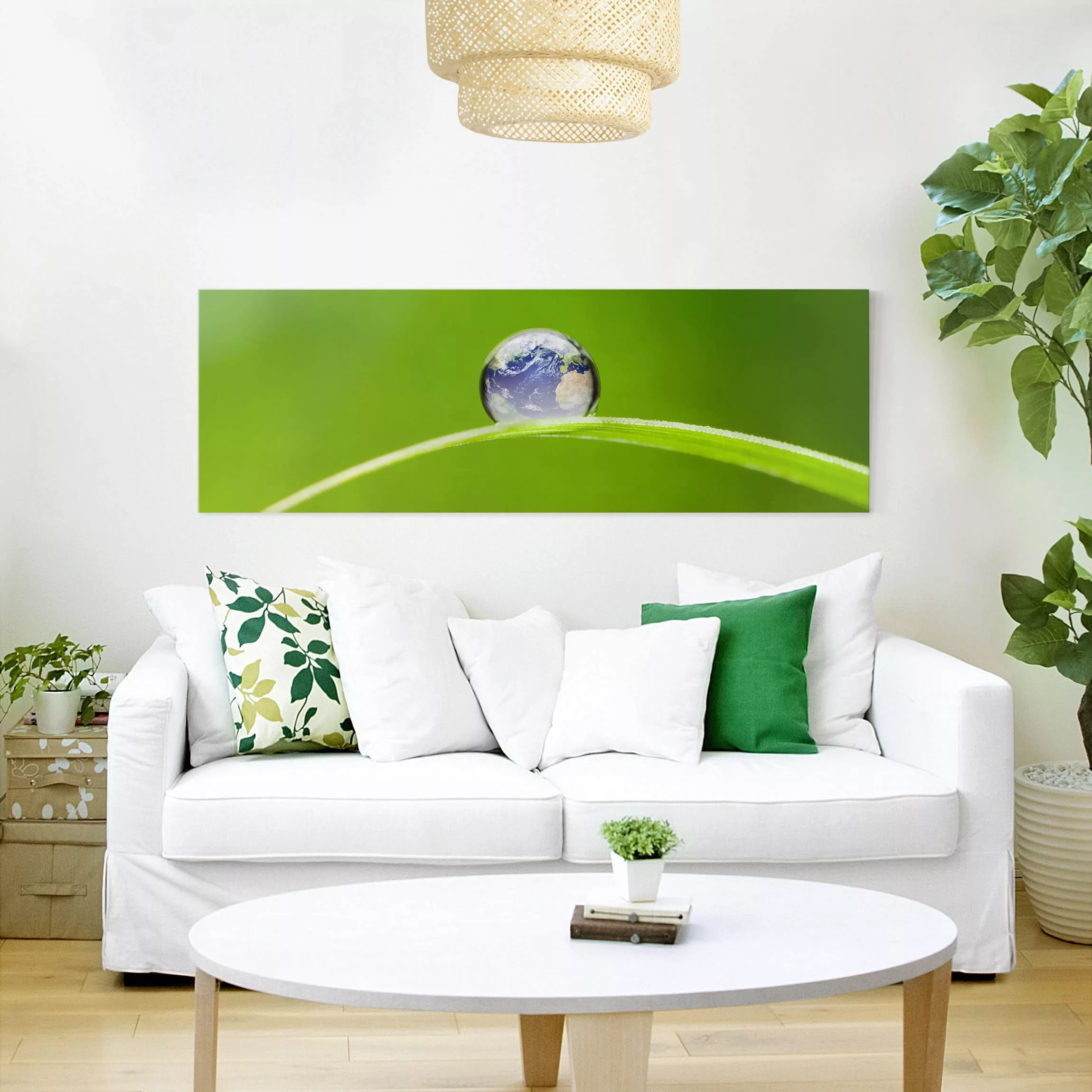 Leinwandbild Blumen - Panorama Grüne Hoffnung günstig online kaufen