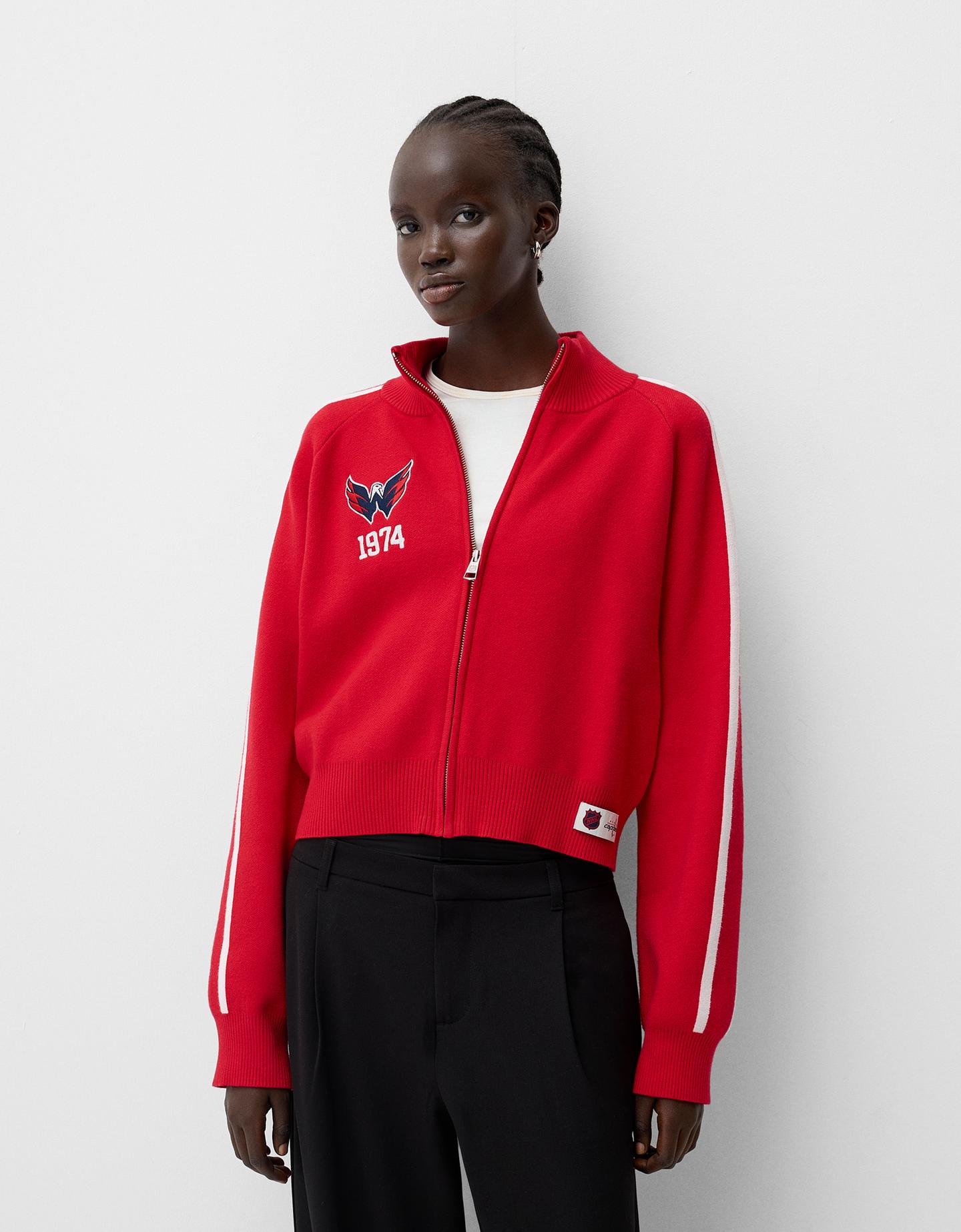 Bershka Sweatshirt Nhl Mit Reißverschluss Und Stehkragen Damen M Rot günstig online kaufen