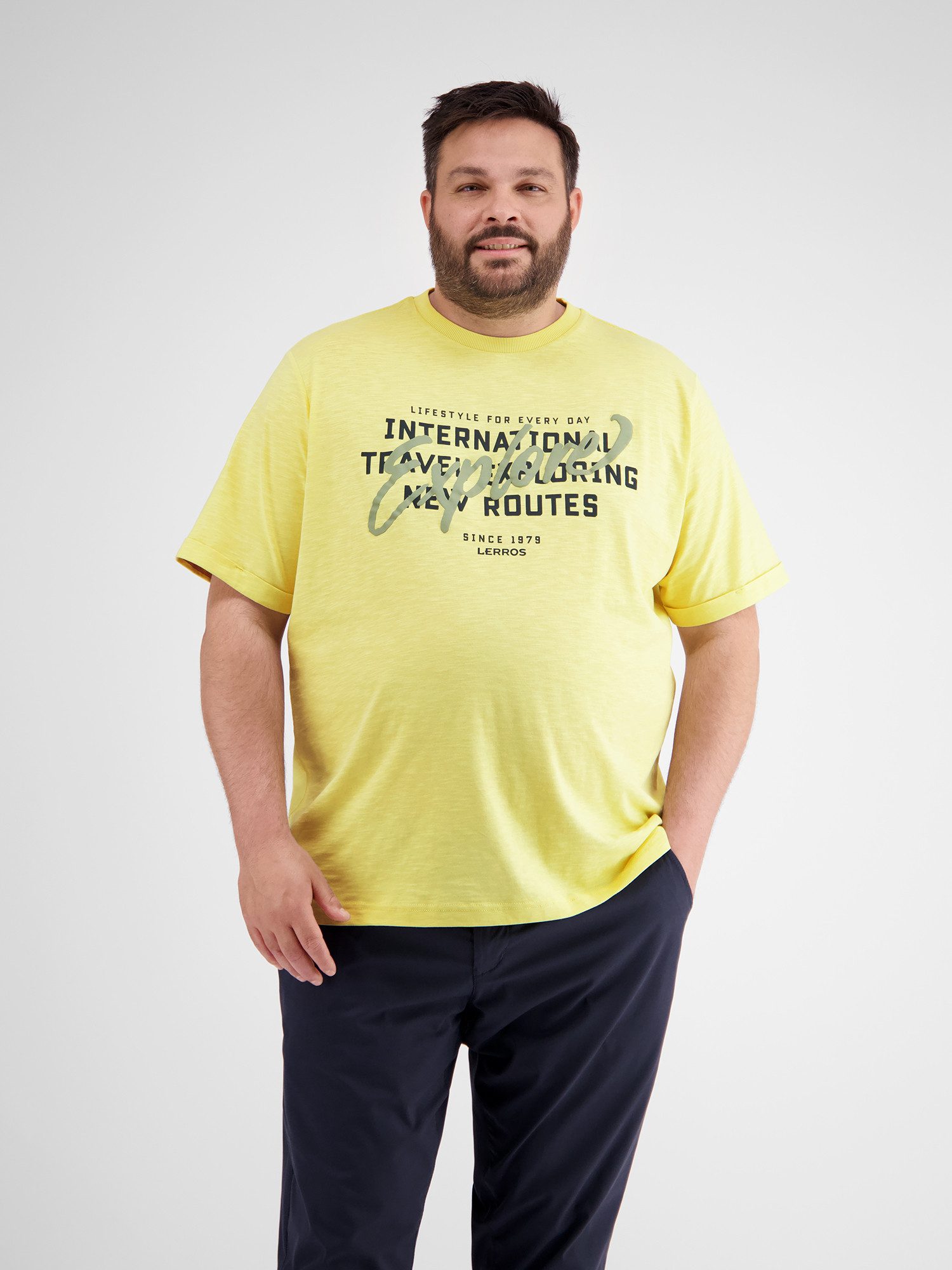 LERROS T-Shirt "LERROS T-Shirt mit Brustprint in Übergrößen" günstig online kaufen